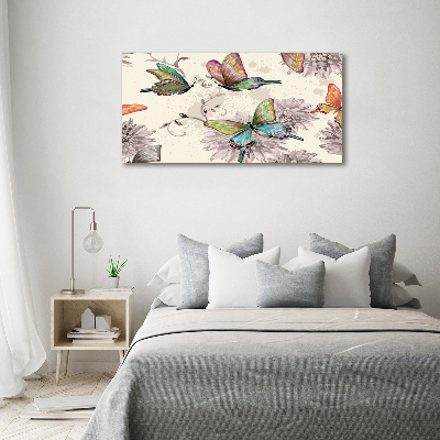 Bild auf Acrylglas Schmetterlinge und Blumen