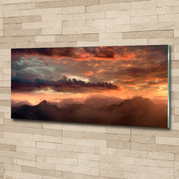 Acrylbild Fotodruck Sonnenuntergang in den Bergen