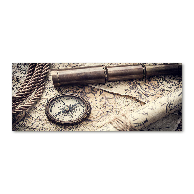 Acrylbild Fotodruck Kompass-Kartenlupe