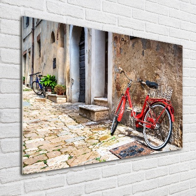 Acrylbild Fotodruck Rotes Fahrrad