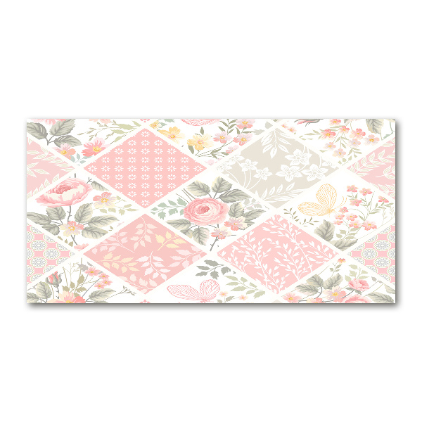 Bild auf Acrylglas Rosen- und Schmetterlingsmuster