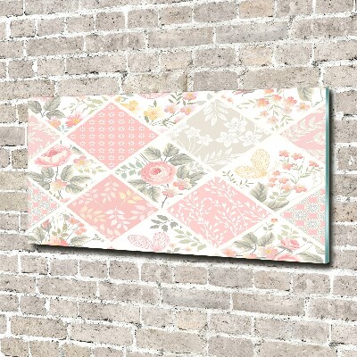 Bild auf Acrylglas Rosen- und Schmetterlingsmuster