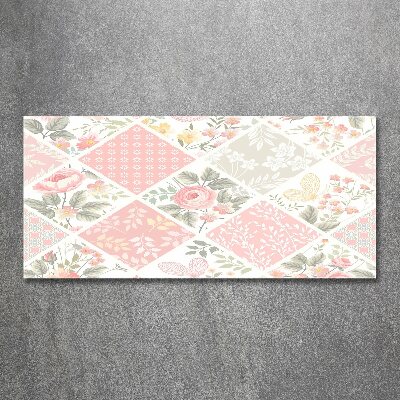 Bild auf Acrylglas Rosen- und Schmetterlingsmuster