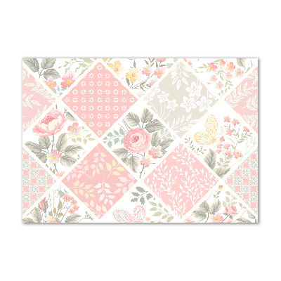 Bild auf Acrylglas Rosen- und Schmetterlingsmuster