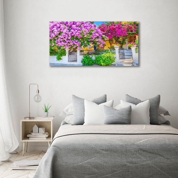 Acrylglas-Druck Haus mit Bougainvillea