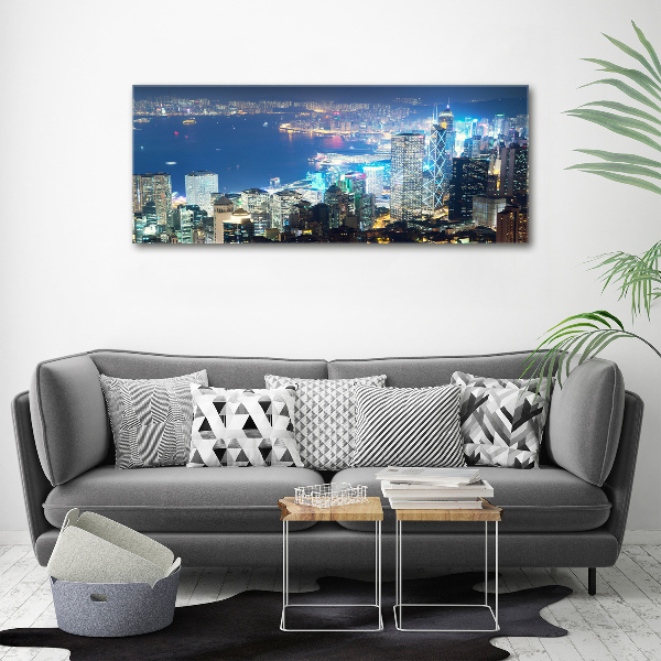 Acrylbild Fotodruck Hongkong bei Nacht