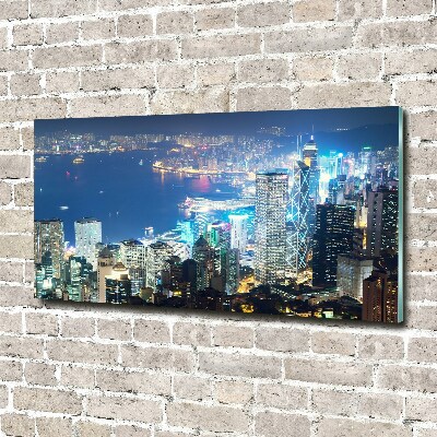 Acrylbild Fotodruck Hongkong bei Nacht