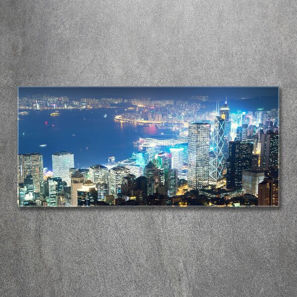 Acrylbild Fotodruck Hongkong bei Nacht