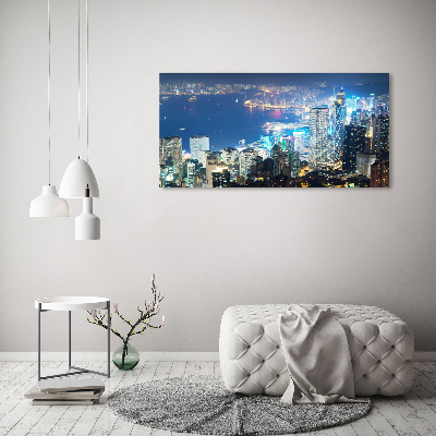 Acrylbild Fotodruck Hongkong bei Nacht