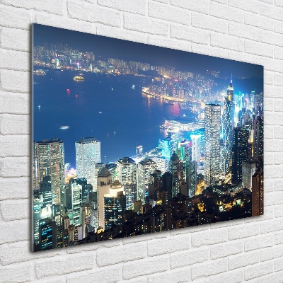 Acrylbild Fotodruck Hongkong bei Nacht