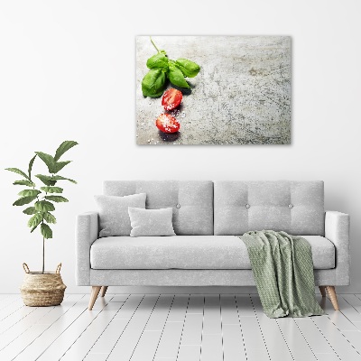 Foto auf Acryl Tomaten und Basilikum