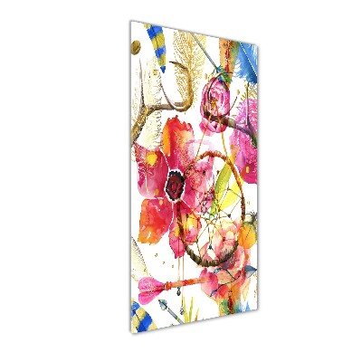 Acrylbild vertikal Blumen im Boho-Stil