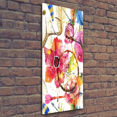 Acrylbild vertikal Blumen im Boho-Stil