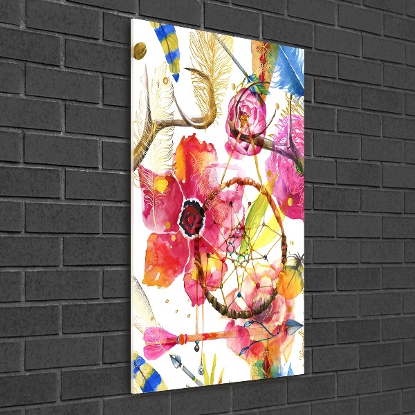Acrylbild vertikal Blumen im Boho-Stil