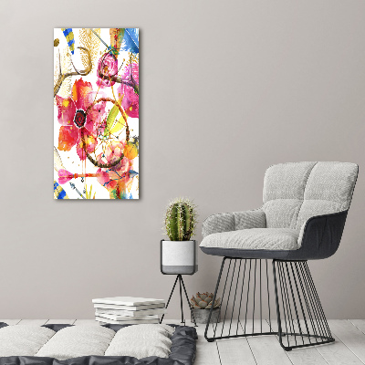 Acrylbild vertikal Blumen im Boho-Stil