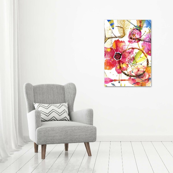 Acrylbild vertikal Blumen im Boho-Stil