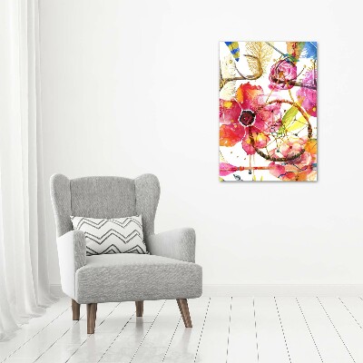 Acrylbild vertikal Blumen im Boho-Stil
