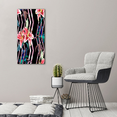 Bild auf Acrylglas vertikal Lilien im Hintergrund