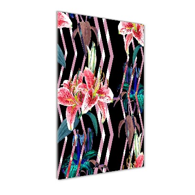 Bild auf Acrylglas vertikal Lilien im Hintergrund