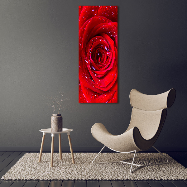 Modernes Acrylbild vertikal Rote Rose
