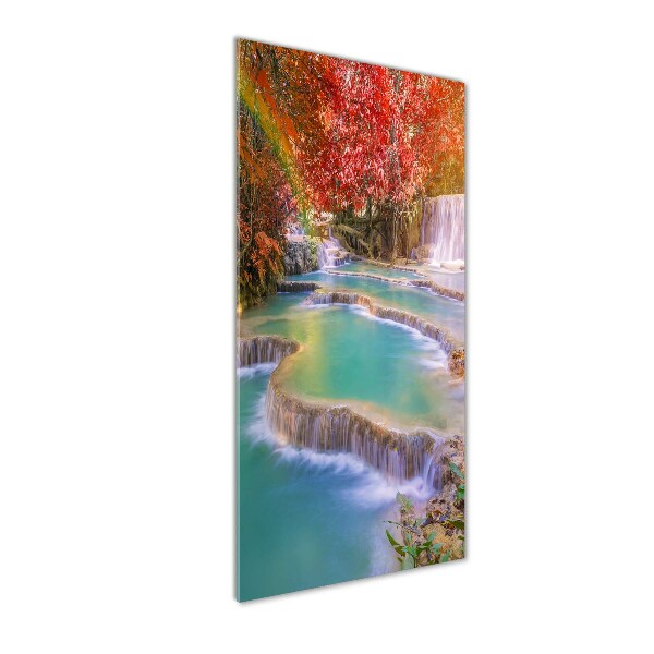 Plexiglasbilder vertikal Wasserfall im Herbst