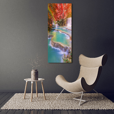 Plexiglasbilder vertikal Wasserfall im Herbst