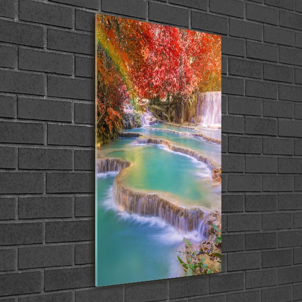 Plexiglasbilder vertikal Wasserfall im Herbst