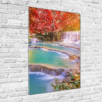 Plexiglasbilder vertikal Wasserfall im Herbst