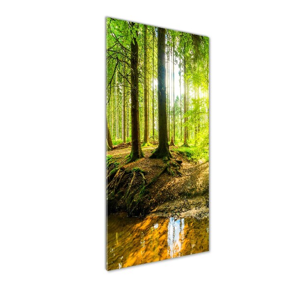 Modernes Acrylbild vertikal Die Sonne im Wald