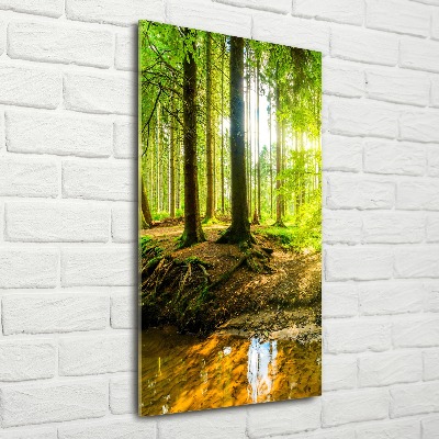 Modernes Acrylbild vertikal Die Sonne im Wald