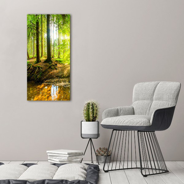 Modernes Acrylbild vertikal Die Sonne im Wald
