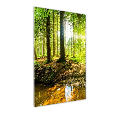 Modernes Acrylbild vertikal Die Sonne im Wald