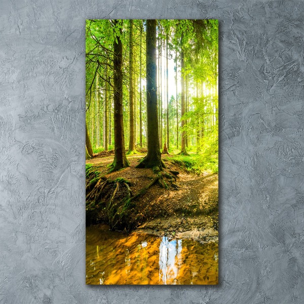 Modernes Acrylbild vertikal Die Sonne im Wald