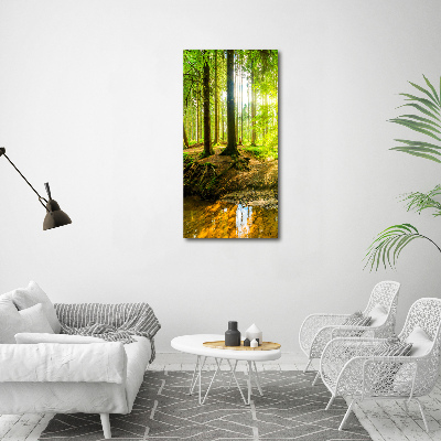 Modernes Acrylbild vertikal Die Sonne im Wald
