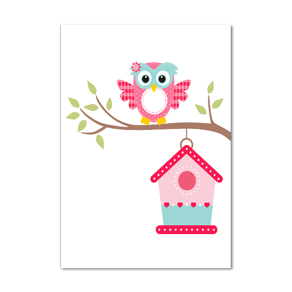 Bild auf Acrylglas vertikal Eule auf einem Ast