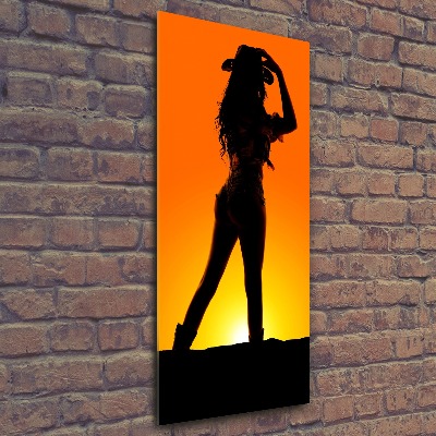 Bild auf Acrylglas vertikal Cowgirl-Silhouette