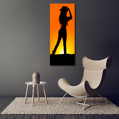 Bild auf Acrylglas vertikal Cowgirl-Silhouette