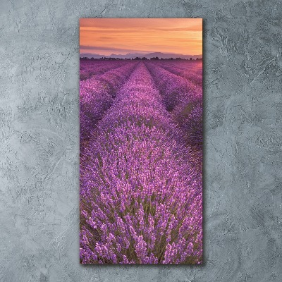 Modernes Acrylbild vertikal Lavendelfeld