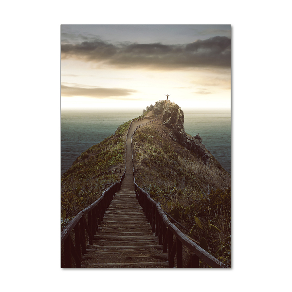 Modernes Acrylbild vertikal Pfad auf dem Felsen