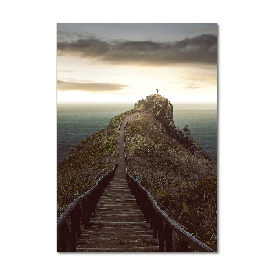 Modernes Acrylbild vertikal Pfad auf dem Felsen