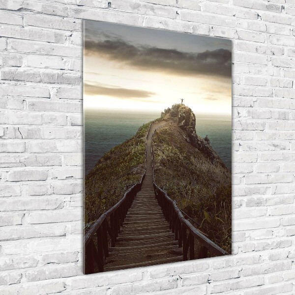 Modernes Acrylbild vertikal Pfad auf dem Felsen