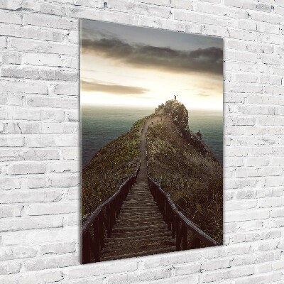 Modernes Acrylbild vertikal Pfad auf dem Felsen