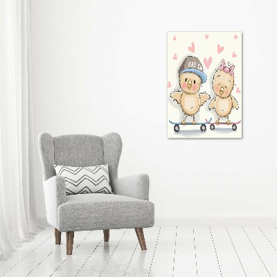 Plexiglasbilder vertikal Skateboard-Hühner