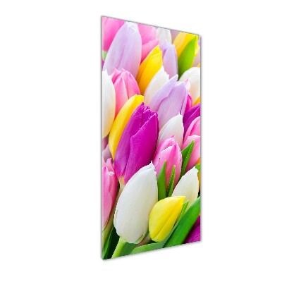 Acrylbild vertikal Bunte Tulpen