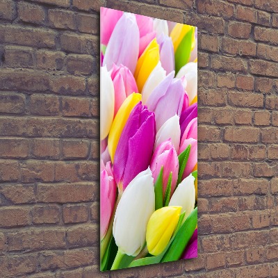 Acrylbild vertikal Bunte Tulpen