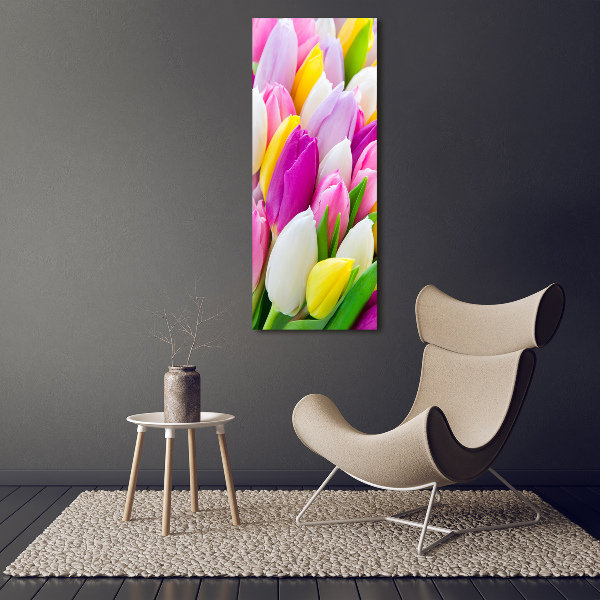 Acrylbild vertikal Bunte Tulpen
