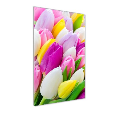 Acrylbild vertikal Bunte Tulpen