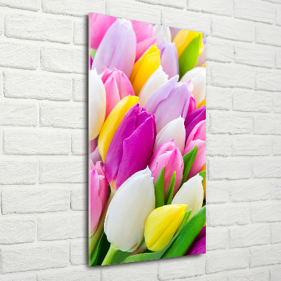 Acrylbild vertikal Bunte Tulpen
