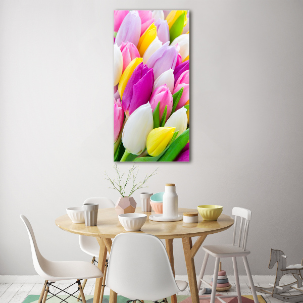 Acrylbild vertikal Bunte Tulpen