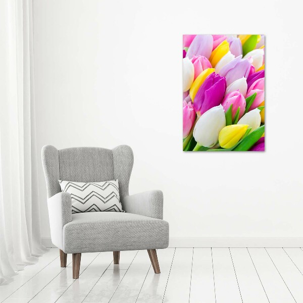 Acrylbild vertikal Bunte Tulpen